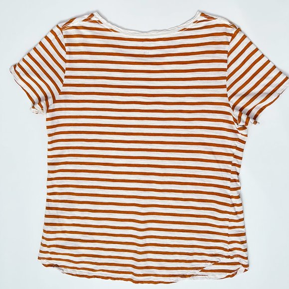 Old Navy Relaxed Orange and Cream Striped Tee Shirt (Size Large) - Picture 2 of 4